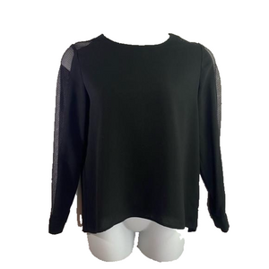 Calvin Klein Black with Black Mesh Boatneck Long sleeves Blouse SKU0629